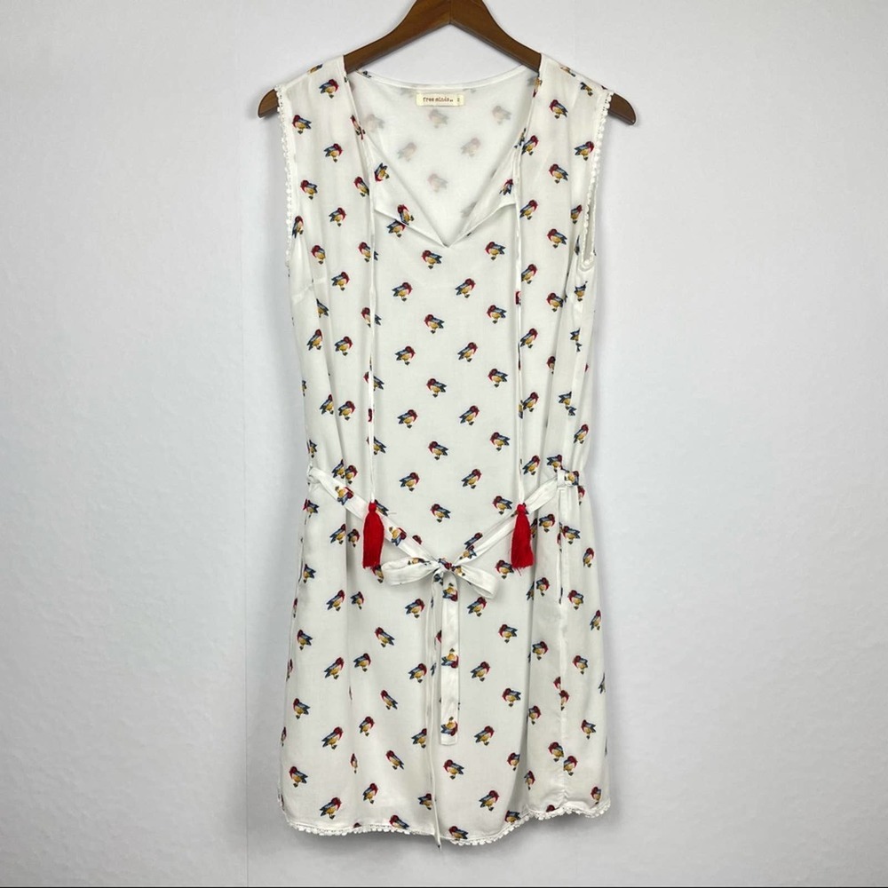 Free Minds.. | Bird Print Novelty Tie Mini Shift Dress